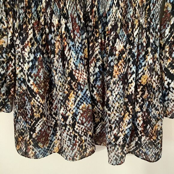 Spense Western Boho Multicolor Snakeskin Oversized Sheer Peasant Blouse Medium - Picture 5 of 12